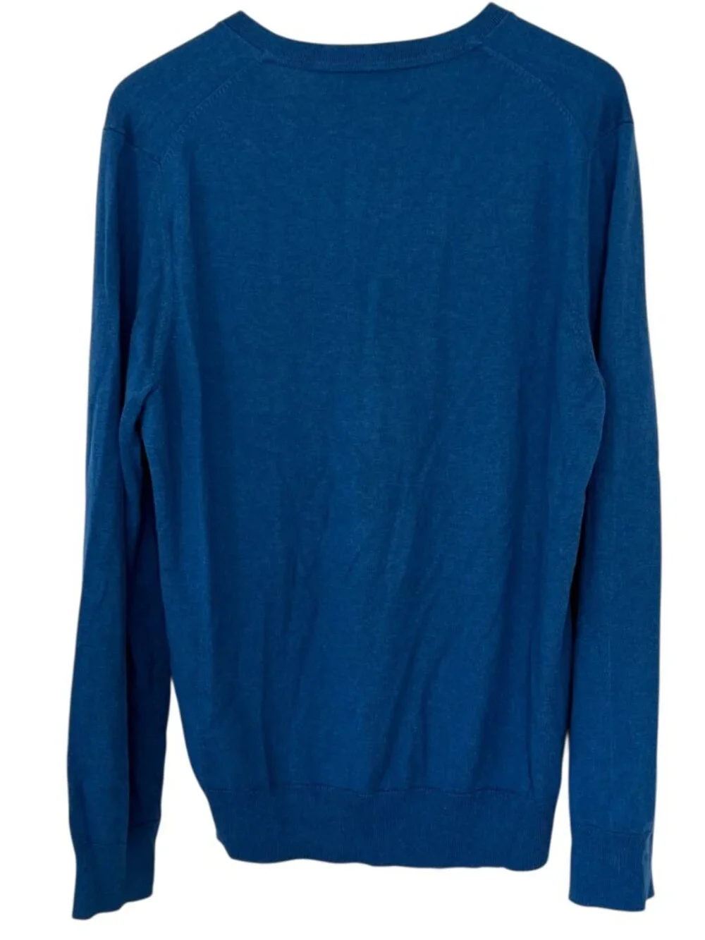 Banana Republic Silk Cotton Cashmere Blend V-Neck Sweater Turquoise Blue Large